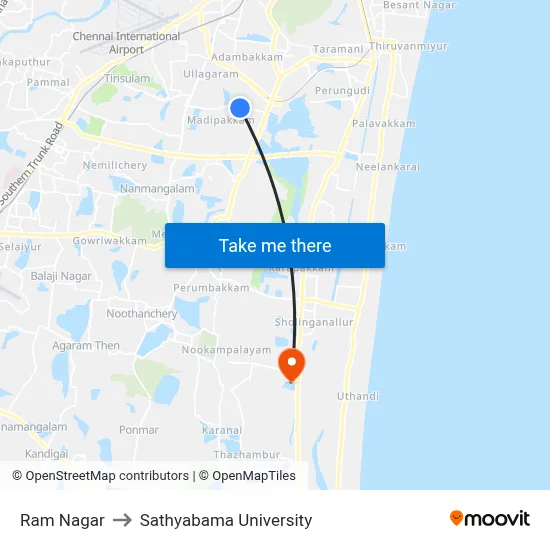 Ram Nagar to Sathyabama University map