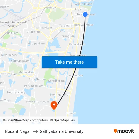 Besant Nagar to Sathyabama University map