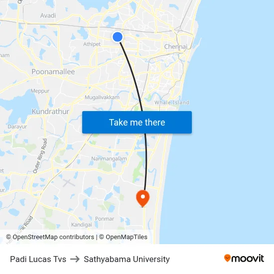 Padi Lucas Tvs to Sathyabama University map