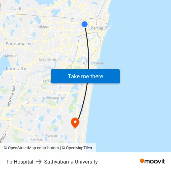 Tb Hospital to Sathyabama University map