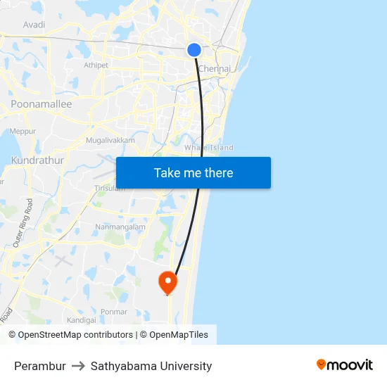 Perambur to Sathyabama University map