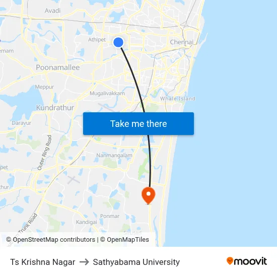 Ts Krishna Nagar to Sathyabama University map