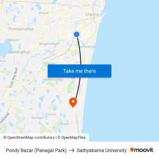 Pondy Bazar (Panagal Park) to Sathyabama University map