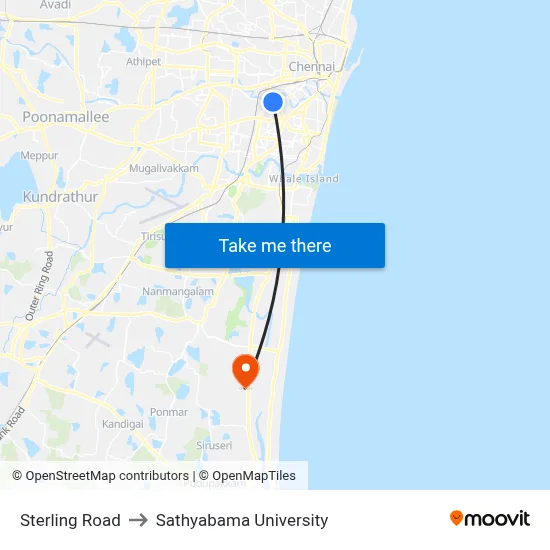Sterling Road to Sathyabama University map