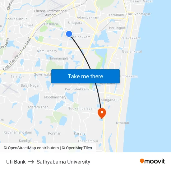 Uti Bank to Sathyabama University map