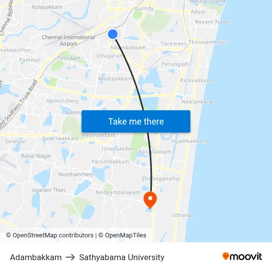 Adambakkam to Sathyabama University map