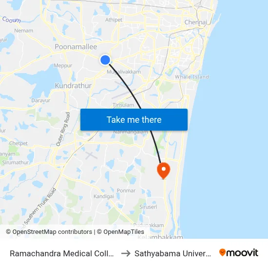 Ramachandra Medical College to Sathyabama University map