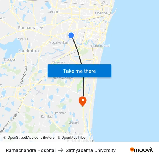 Ramachandra Hospital to Sathyabama University map