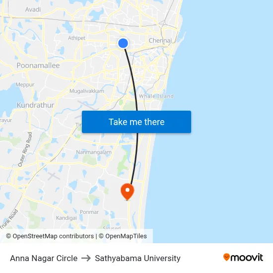 Anna Nagar Circle to Sathyabama University map