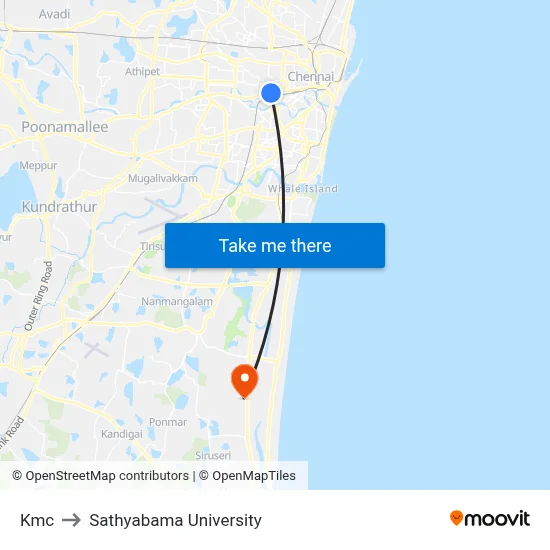 Kmc to Sathyabama University map