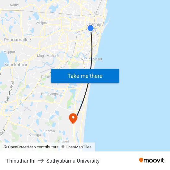 Thinathanthi to Sathyabama University map