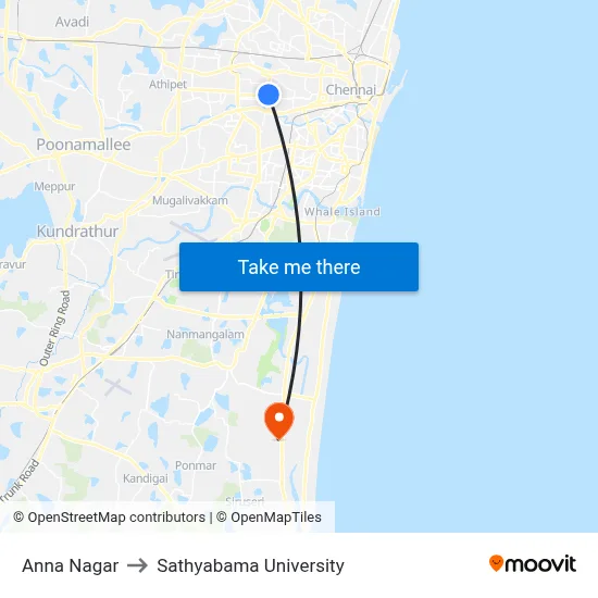 Anna Nagar to Sathyabama University map