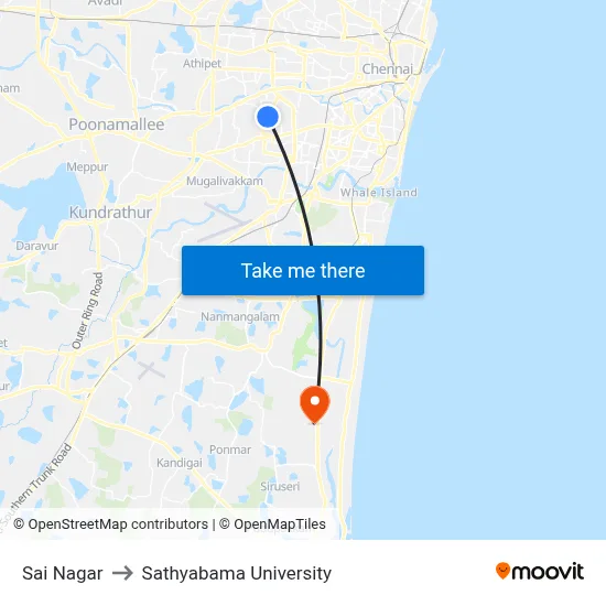 Sai Nagar to Sathyabama University map