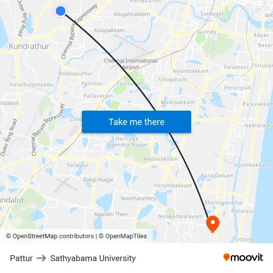 Pattur to Sathyabama University map