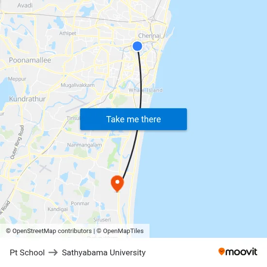 Pt School to Sathyabama University map