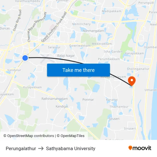 Perungalathur to Sathyabama University map