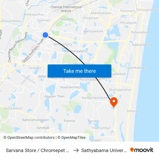 Sarvana Store / Chromepet E.S.I to Sathyabama University map