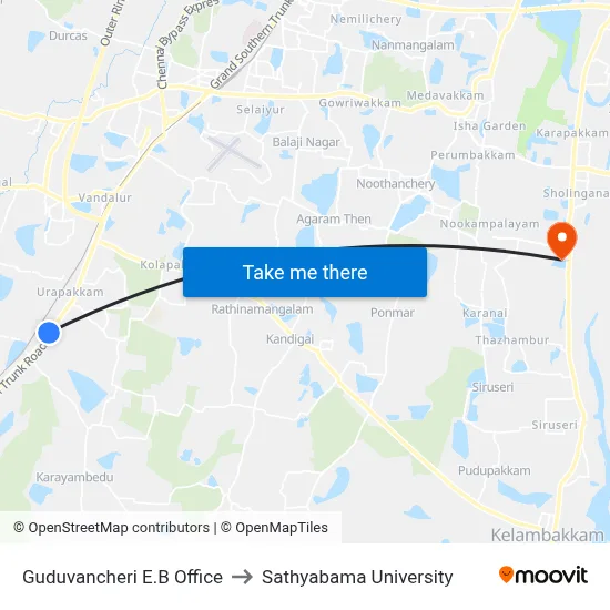 Guduvancheri E.B Office to Sathyabama University map