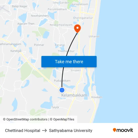 Chettinad Hospital to Sathyabama University map