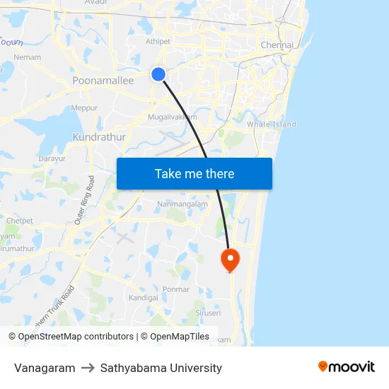 Vanagaram to Sathyabama University map