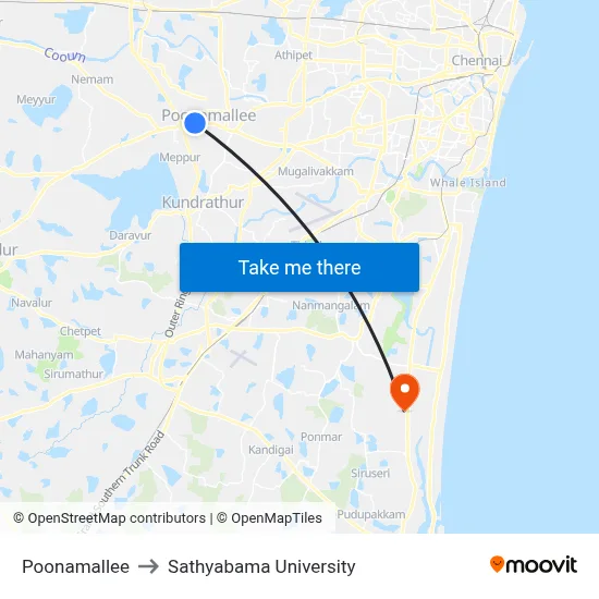Poonamallee to Sathyabama University map