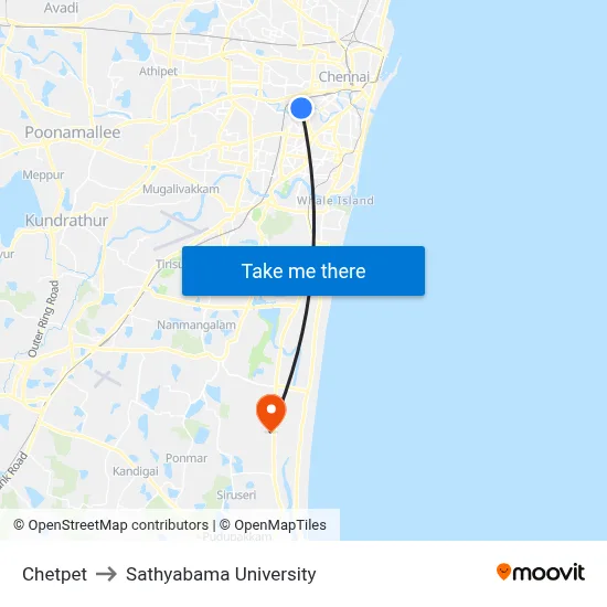Chetpet to Sathyabama University map