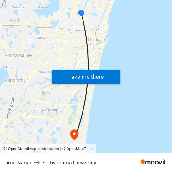 Arul Nagar to Sathyabama University map