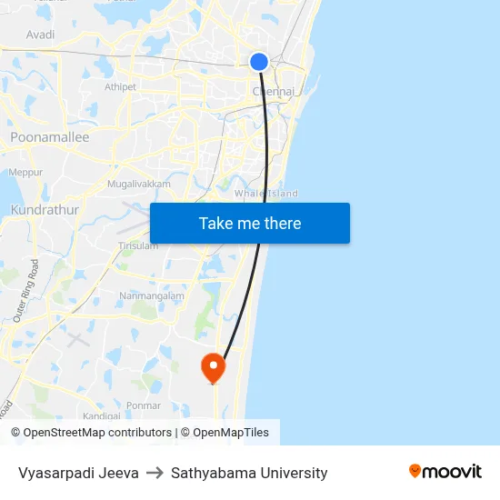 Vyasarpadi Jeeva to Sathyabama University map