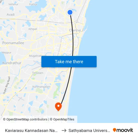 Kaviarasu Kannadasan Nagar to Sathyabama University map