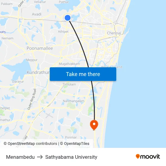 Menambedu to Sathyabama University map