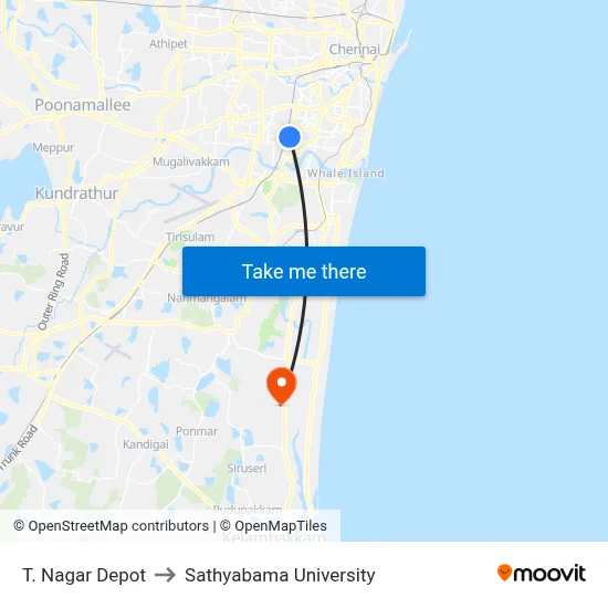 T. Nagar Depot to Sathyabama University map