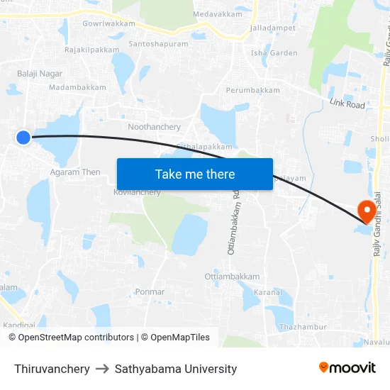 Thiruvanchery to Sathyabama University map