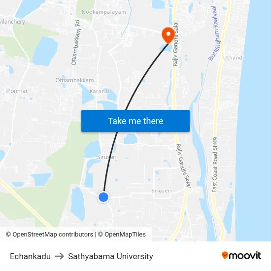 Echankadu to Sathyabama University map