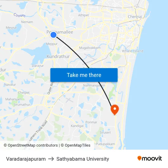 Varadarajapuram to Sathyabama University map