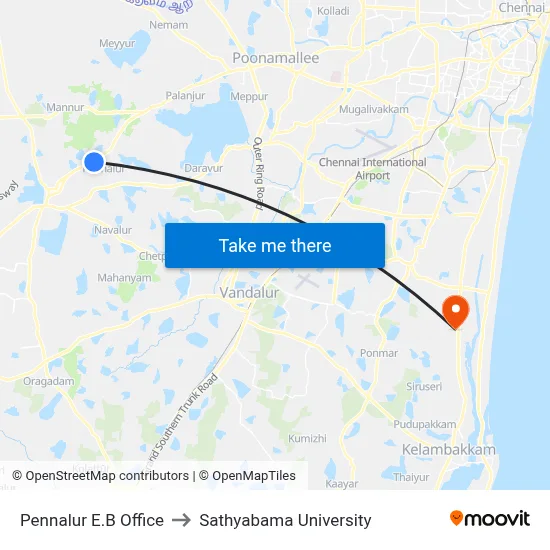 Pennalur E.B Office to Sathyabama University map