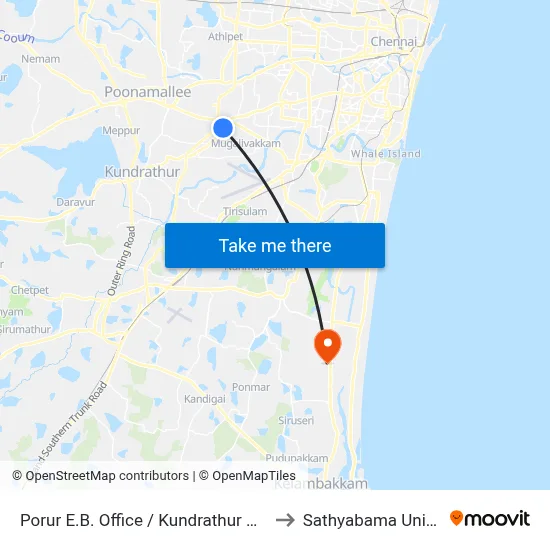 Porur E.B. Office / Kundrathur Main Road to Sathyabama University map