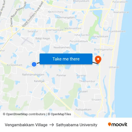Vengambakkam Village to Sathyabama University map
