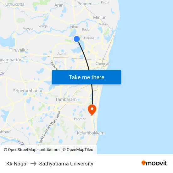 Kk Nagar to Sathyabama University map