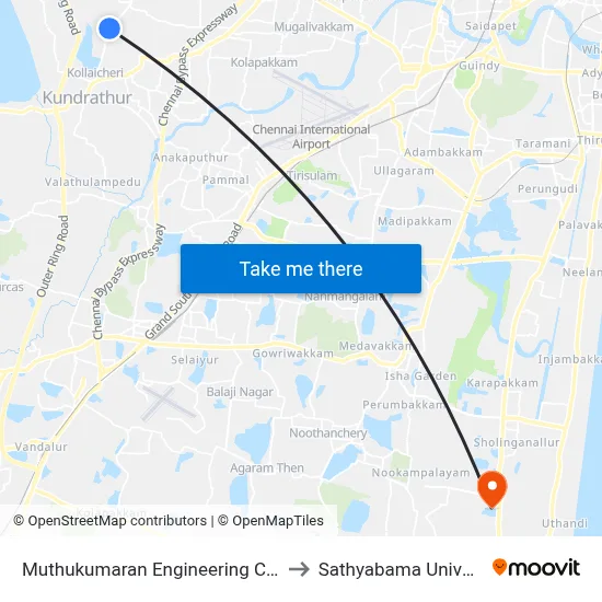 Muthukumaran Engineering College to Sathyabama University map