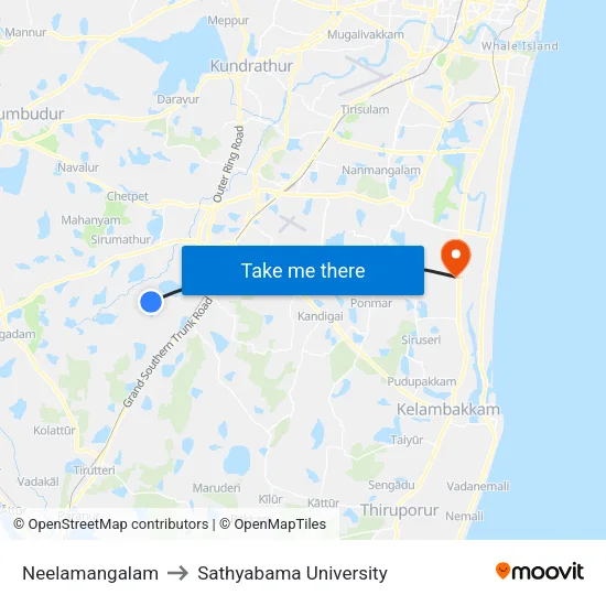 Neelamangalam to Sathyabama University map