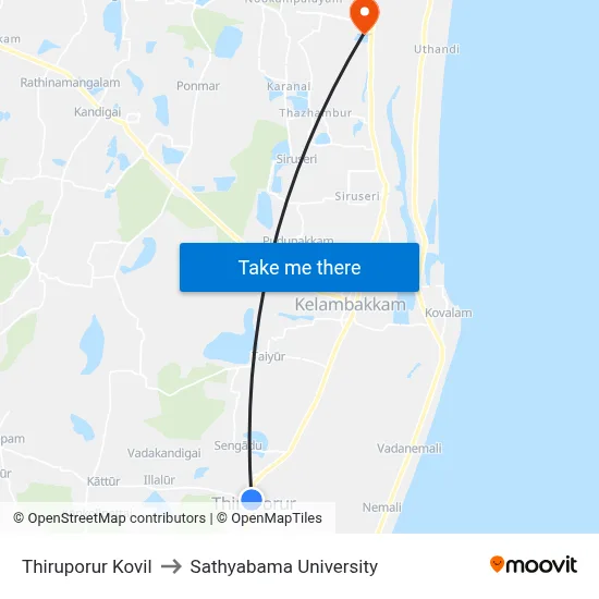Thiruporur Kovil to Sathyabama University map