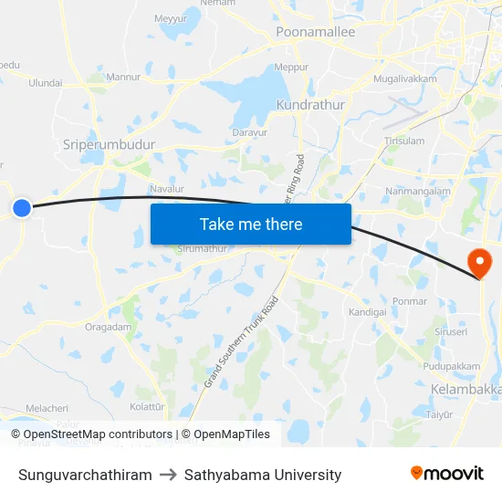 Sunguvarchathiram to Sathyabama University map