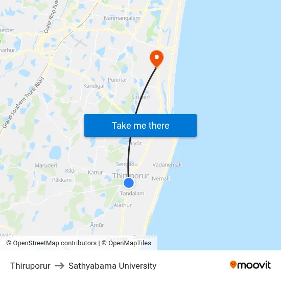 Thiruporur to Sathyabama University map