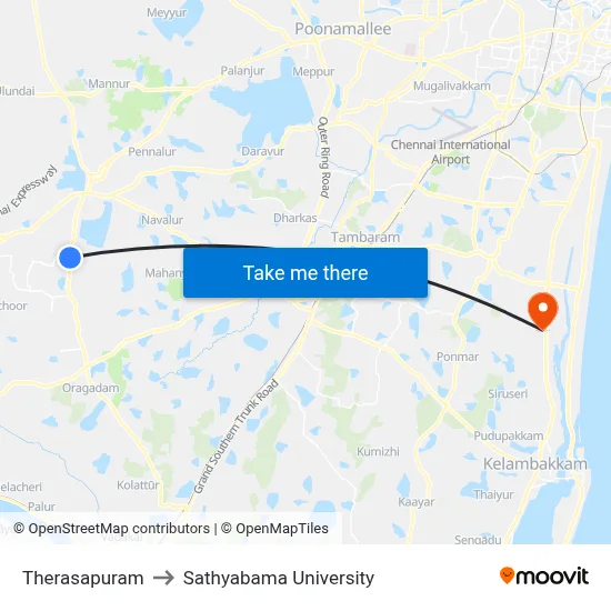 Therasapuram to Sathyabama University map