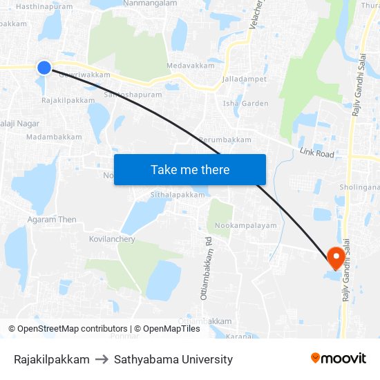 Rajakilpakkam to Sathyabama University map