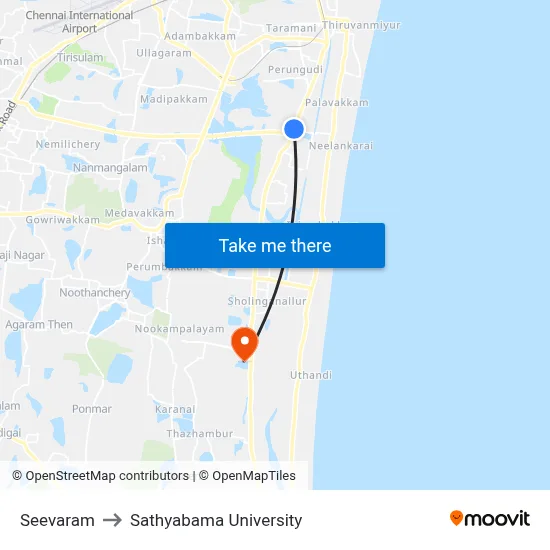 Seevaram to Sathyabama University map
