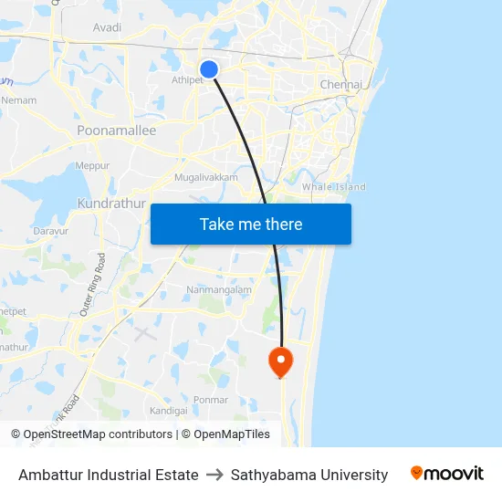Ambattur Industrial Estate to Sathyabama University map