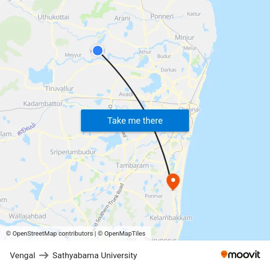 Vengal to Sathyabama University map
