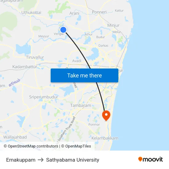 Ernakuppam to Sathyabama University map
