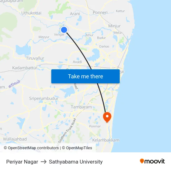 Periyar Nagar to Sathyabama University map